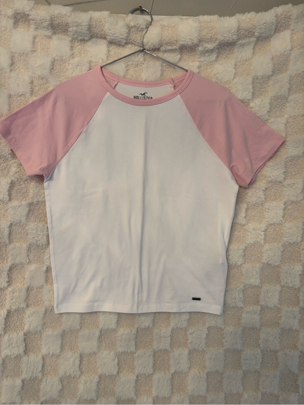 Hollister Pink & White Raglan baby Tee